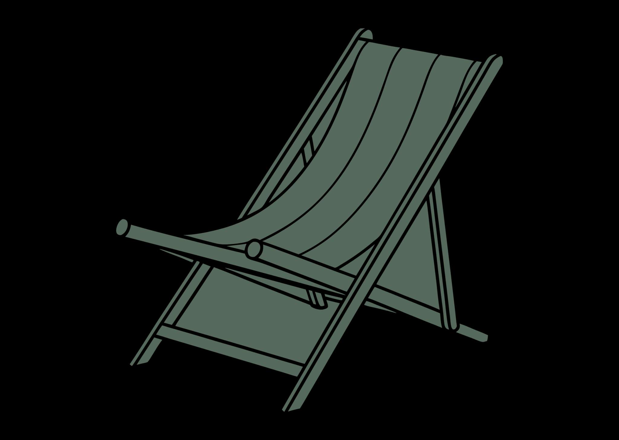 Chaise longue de camping avec piscine en toile verte
